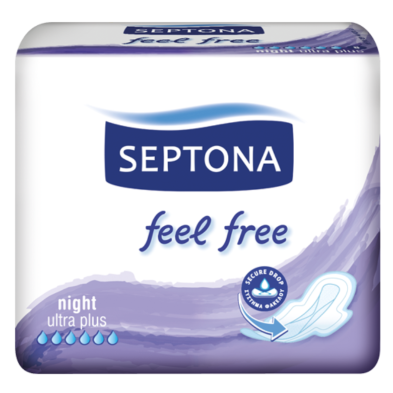 Septona Sanitary Napkins Feel Free Night 8Pcs - Medaid International