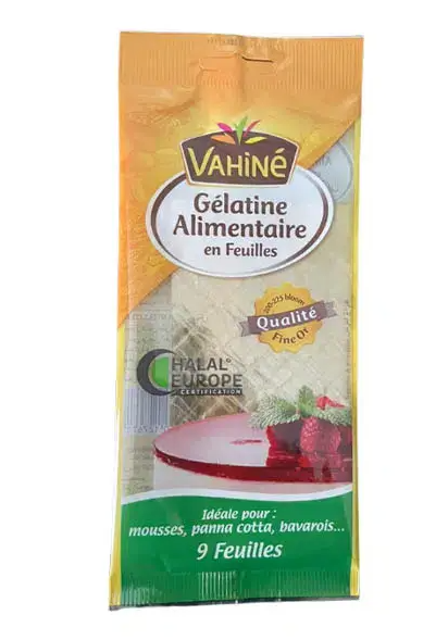 Vahine Food gelatin in halal sheets x9 17g