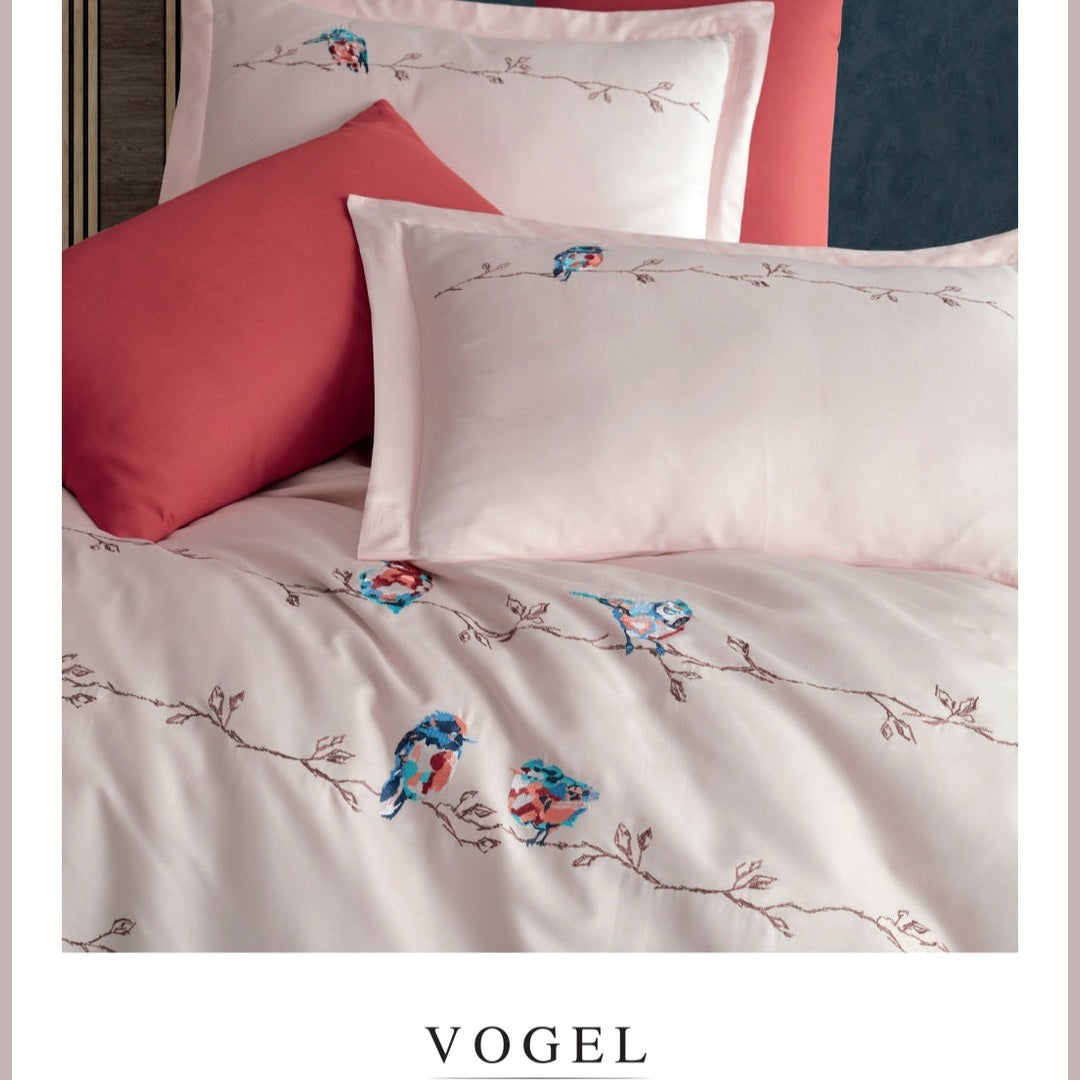 VOGEL - Cotton Satin Embroidered Duvet Cover Set Double