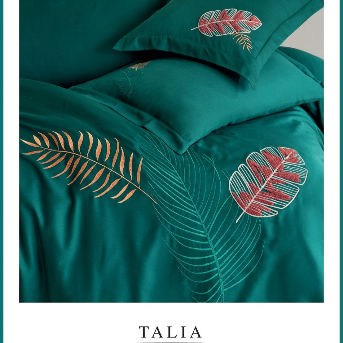 TALIA - Cotton Satin Embroidered Duvet Cover Set Double