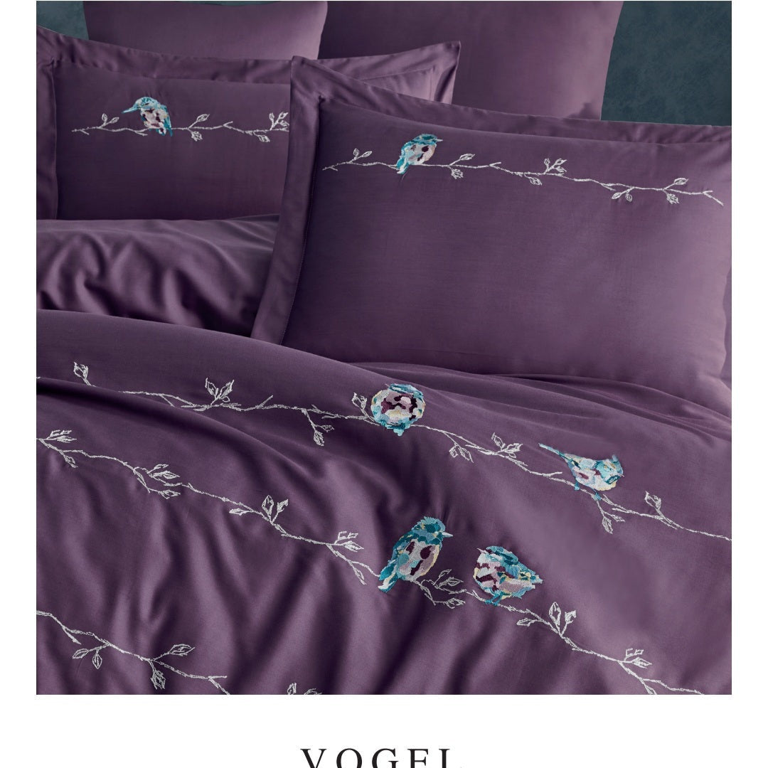 Vogel murdum - Cotton Satin Embroidered Duvet Cover Set Double