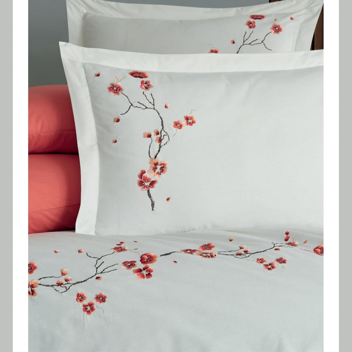 Poplin Double size 3d Embroidered Duvet Cover Set SAKURA Cream