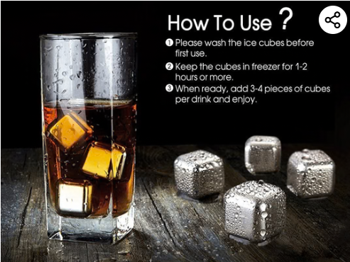 Reusable Stainless Steel Ice Cubes Set of 4