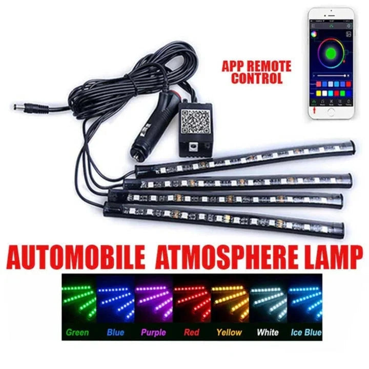 Car Rgb 4 Pcs Waterproof Led Light Strip Remote Or Bluetooth Control