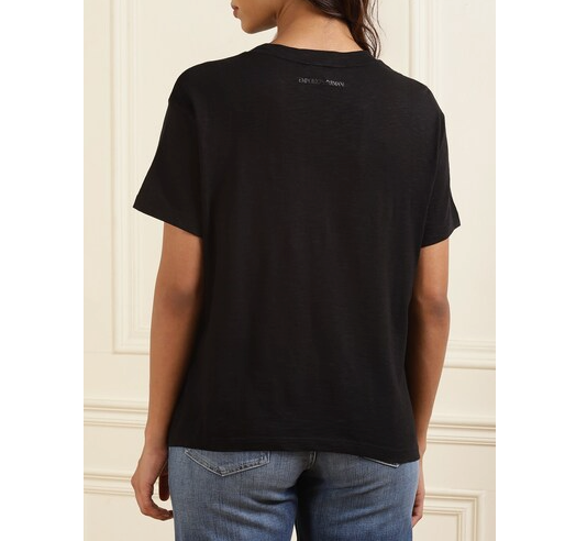 Emporio Armani Women's Black With Colorful Prints Round T-Shirts | Emporio Armani In Lebanon