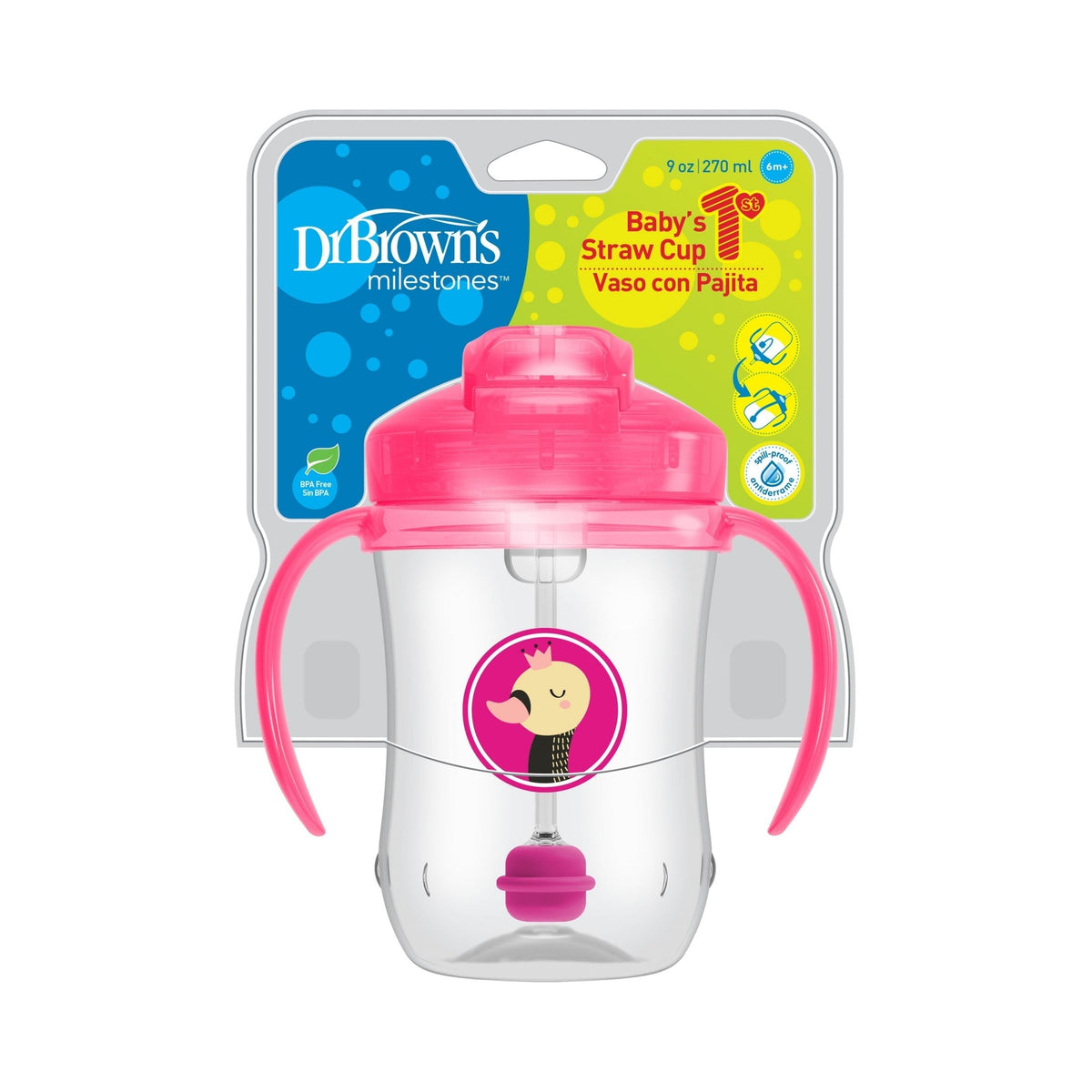 DrBrown's - Baby's First Straw Cup 270ML - (6m+) - Pink