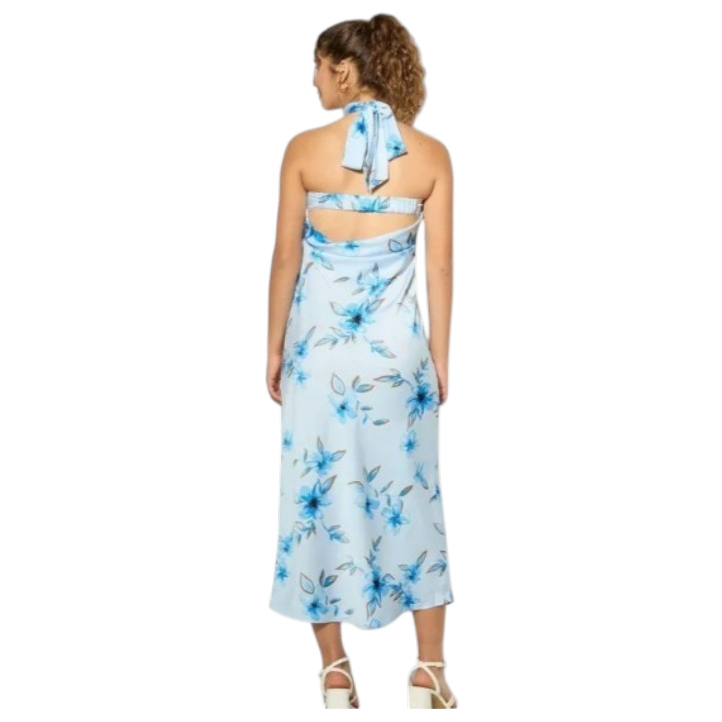 Women's Printed Off Shoulders Dress,Light Blue