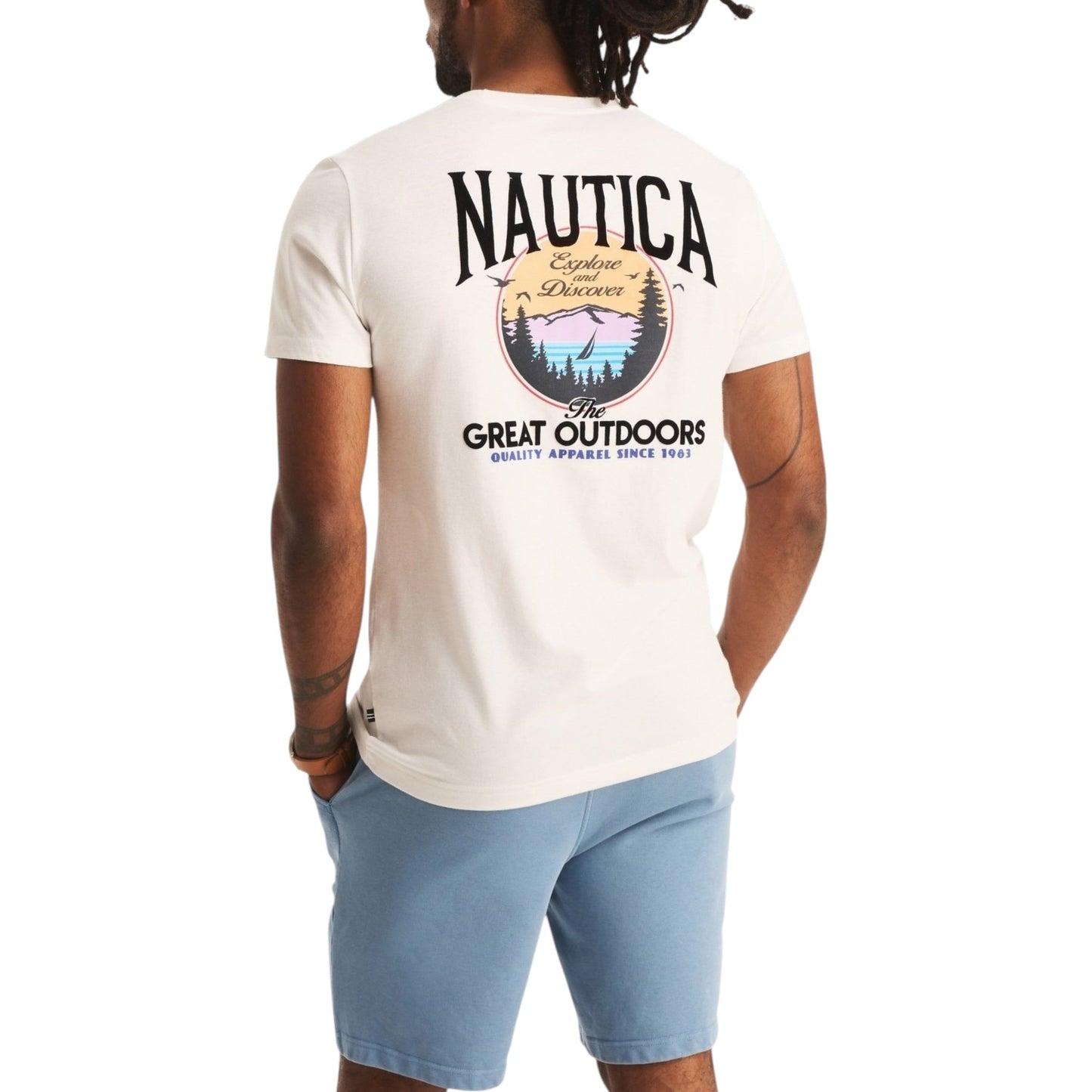 Men's Brand Logo Printed Back Top,White