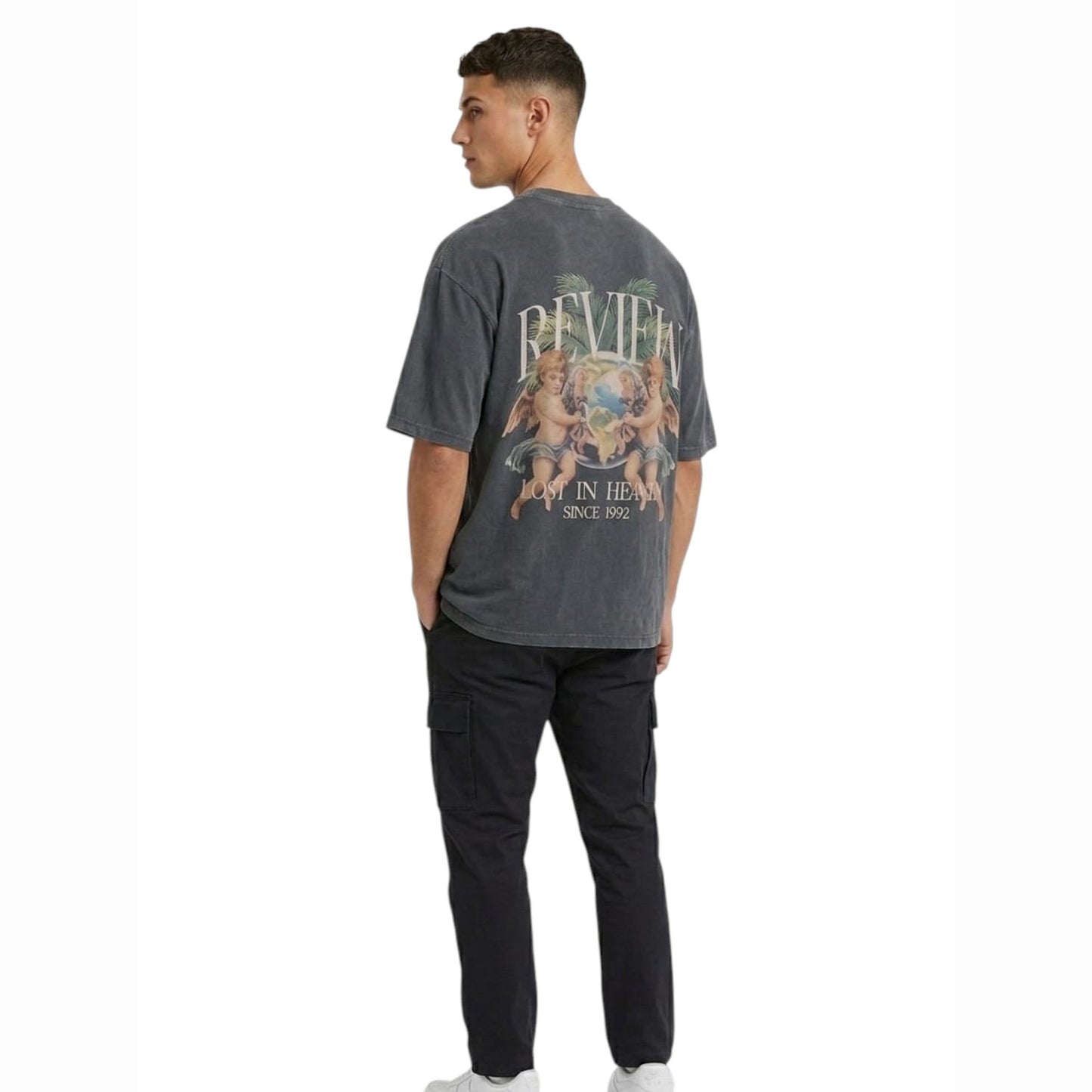 Men's Brand Logo Printed Top,Dark Grey