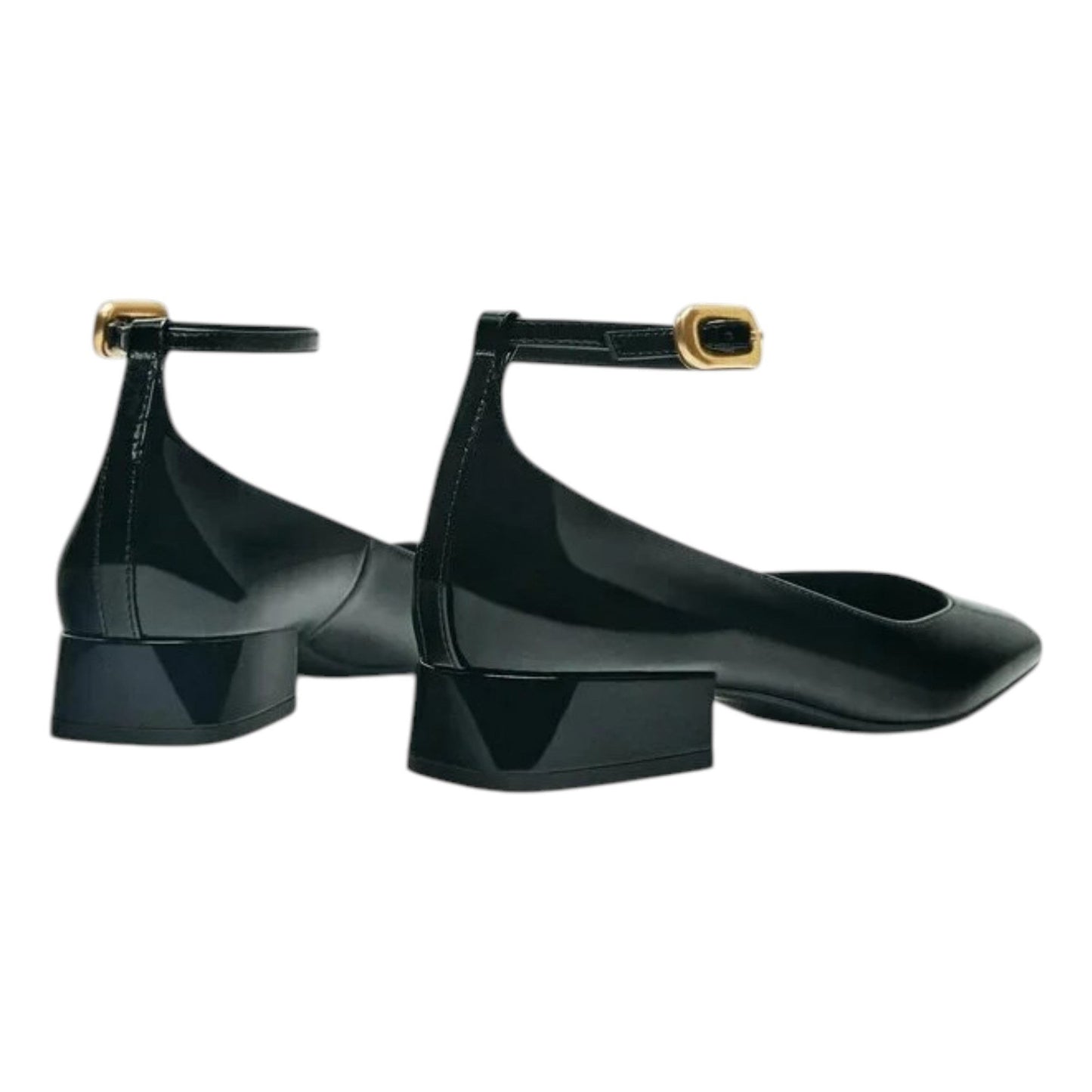 Women's Plain Bellorinas With Buckled Strap,Black