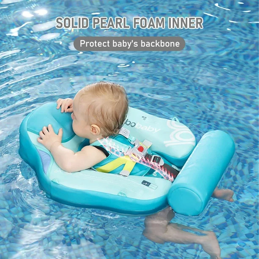 (Net) Mambobaby Non-inflatable Swim Float Soft Waterproof Swimming Float Skin-friendly Swim Trainer with Tail Float for 3-24 Months Boys Girls Green Without Canopy