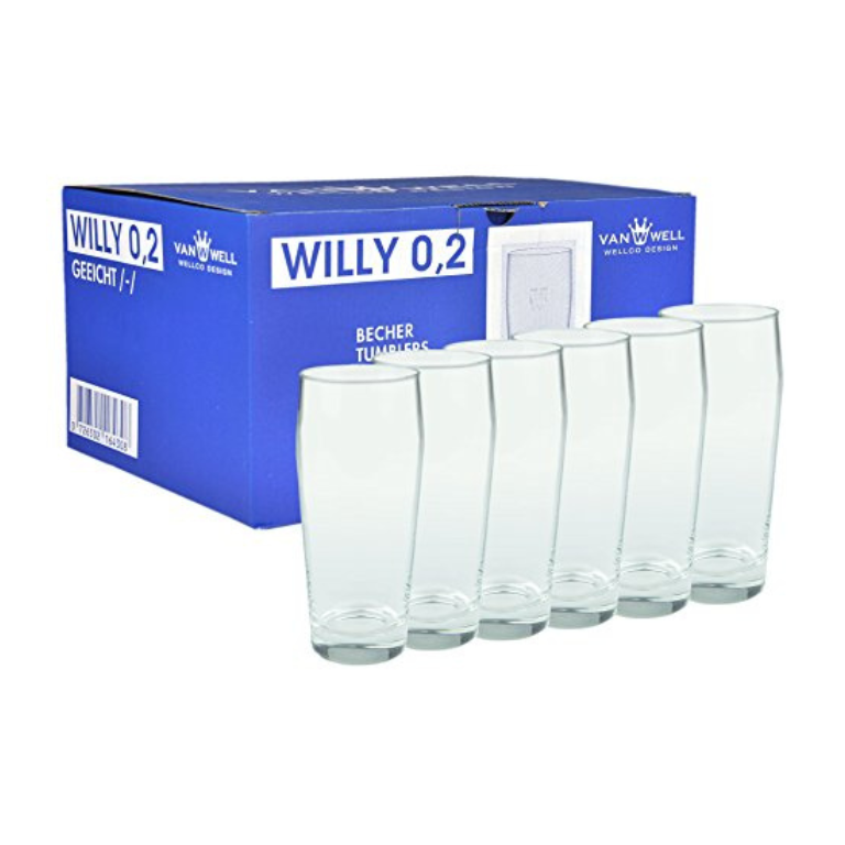Van Well 0.2L Calibrated Glass Set of 6 – Transparent Tumbler Drinkware