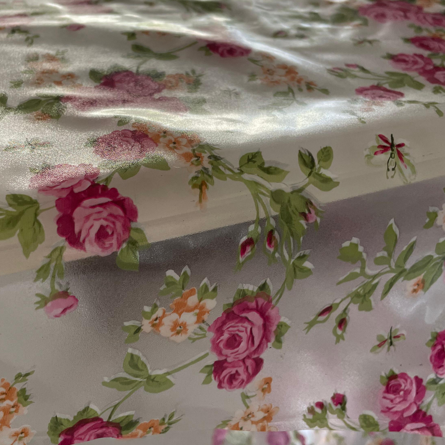 Plastic Transparent Tablecloth with flowers – 110×140 cm
