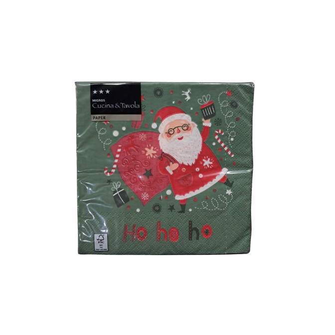 Holiday Elegance-Green Christmas Napkins with Santa