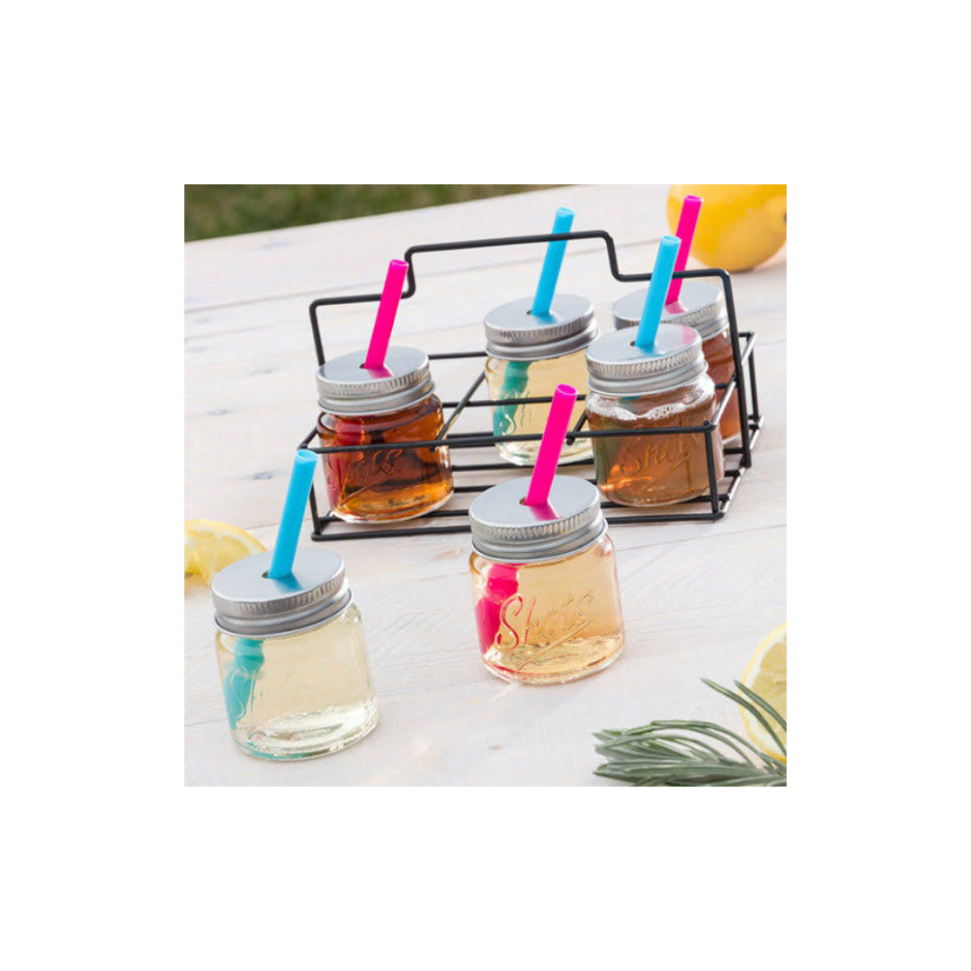 Set of 6 Glass Shot Glasses With Straw by Cucina & Tavola