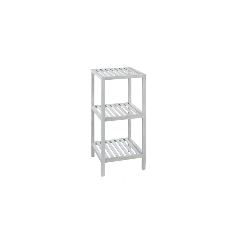 White bathroom shelf Norway – 3-tier – Solid Walnut By Wenko.de