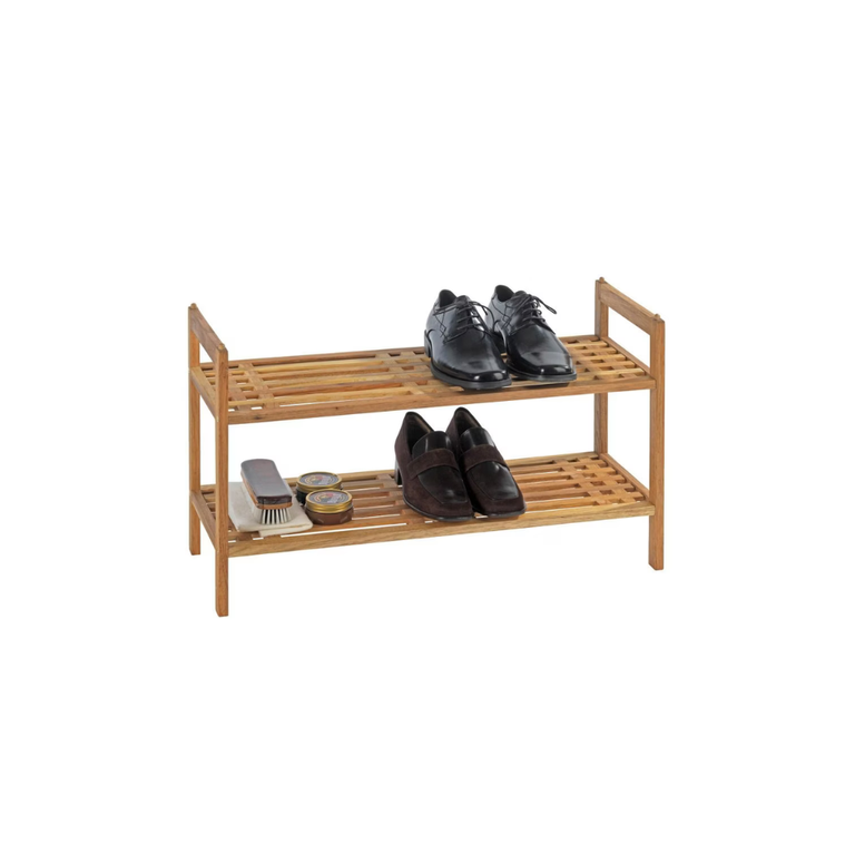 Shelving system Norway with 2 shelves solid walnut wood By Wenko.de
