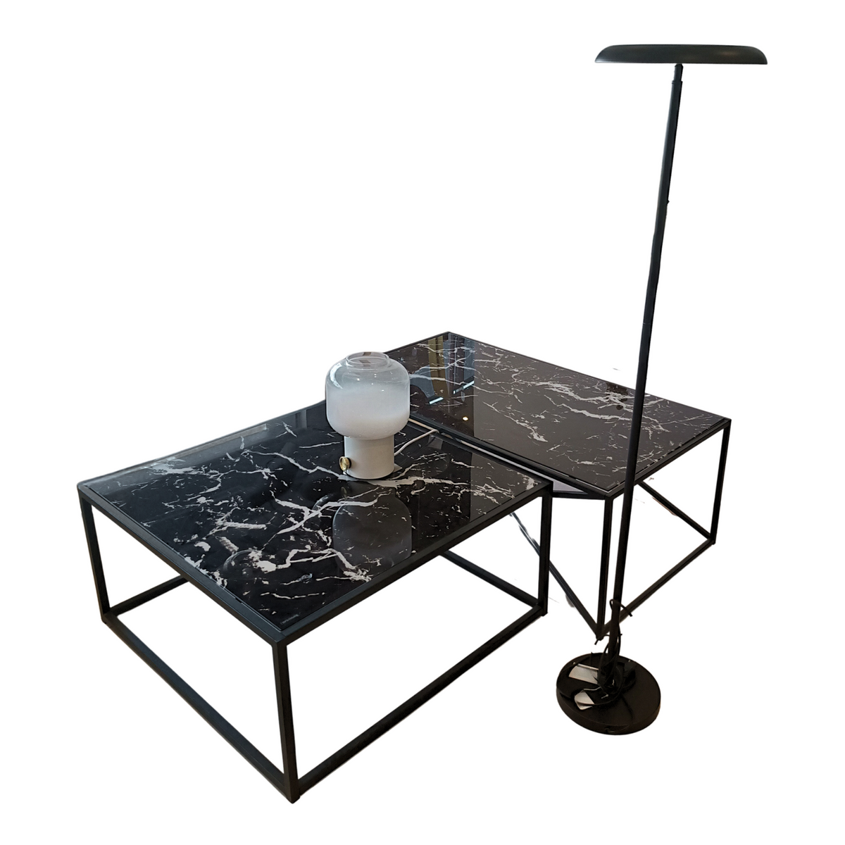 Nevio-1 Glass Marble Look Rectangular Table by Reality