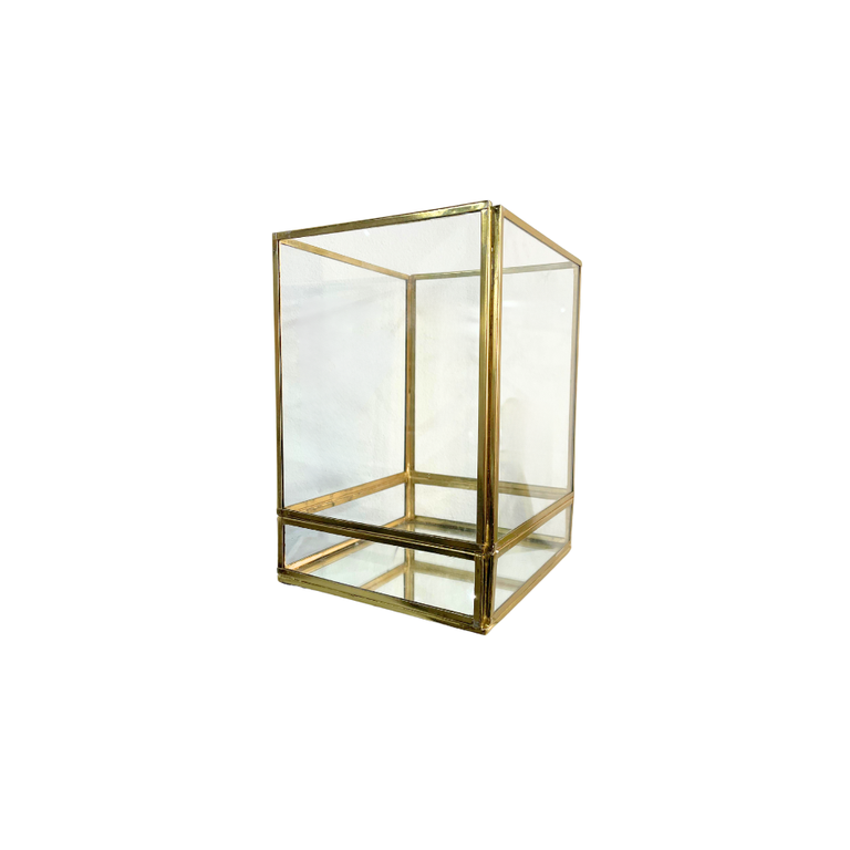 Festive Clear and Gold Vase/Box with Mirror-M