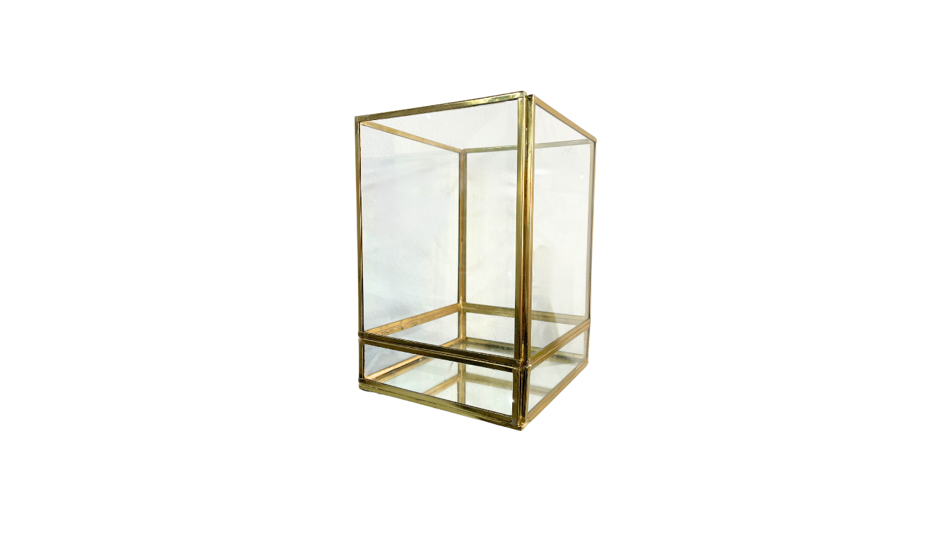 Festive Clear and Gold Vase/Box with Mirror-M