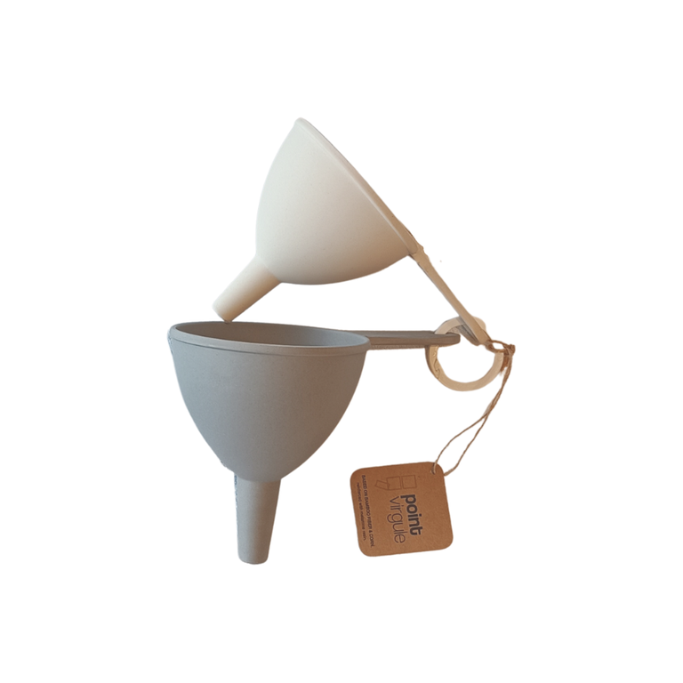 Point-Virgule-Bamboo Fiber Set of 2 Funnels Cement Grey & Off-White