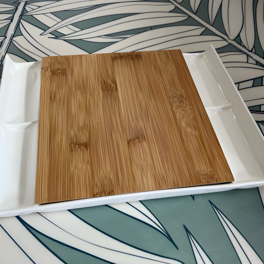 ERNESTO 2-in-1 Bamboo & Ceramic Serving and Cutting Tray (30×23cm)