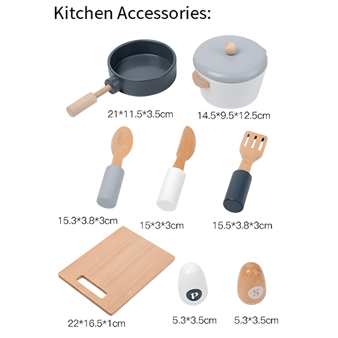 Wooden kitchen Toy Set For 3-6-Year-Old Boys And Girls