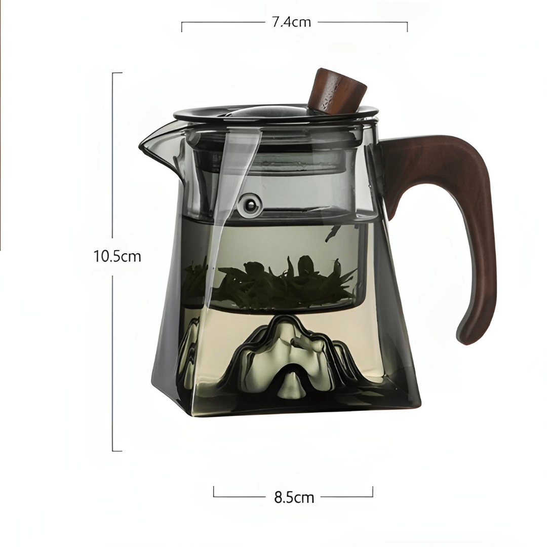 Modern Borosilicate Glass Teapot with Wooden Handle & Infuser – 500ml