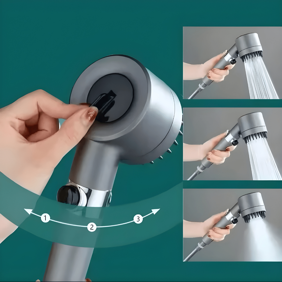Turbo-Charged High-Pressure Shower Head with Hose & 5 Filters