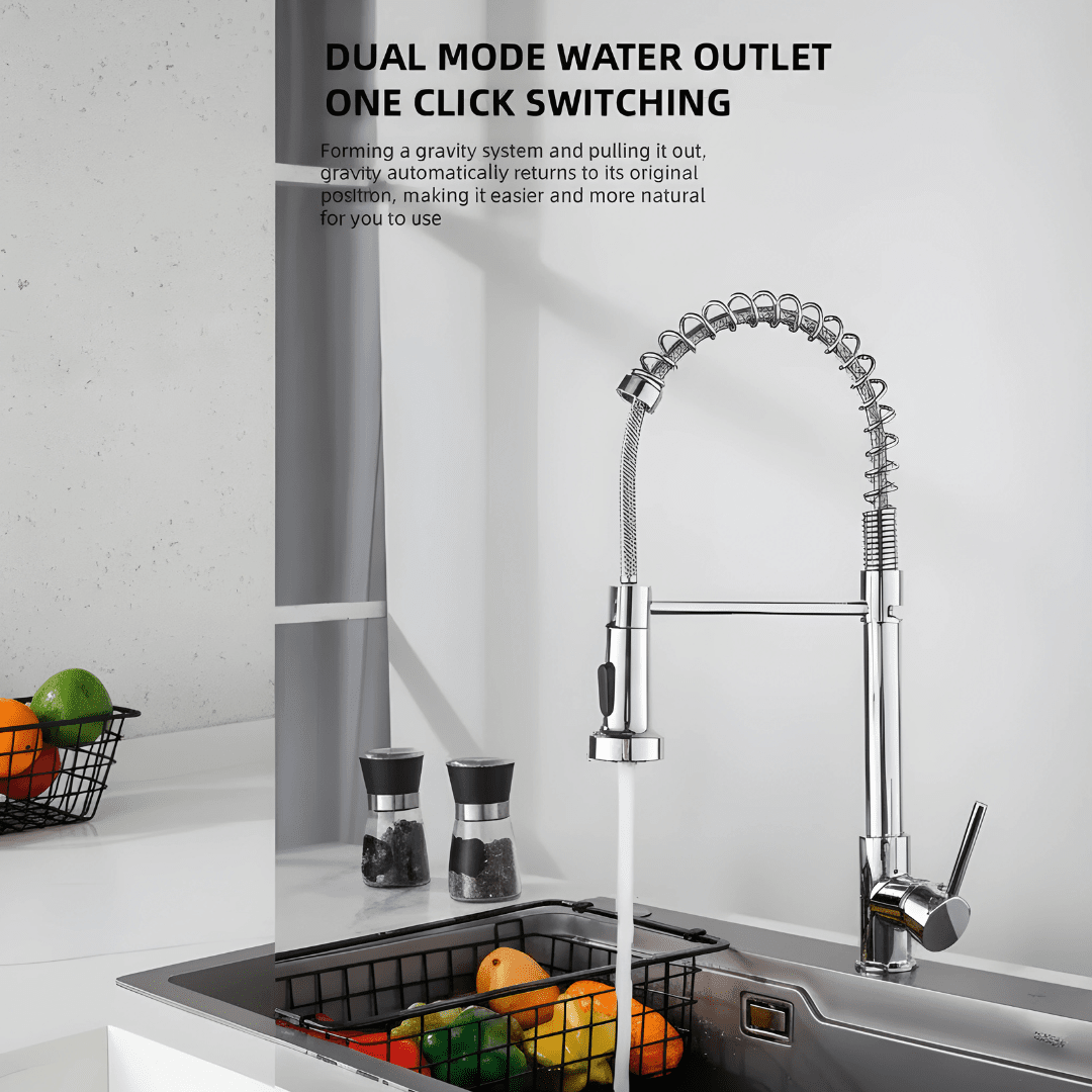 High-Quality Pull-Out Kitchen Sink Faucet – 360° Rotating Dual-Mode Design