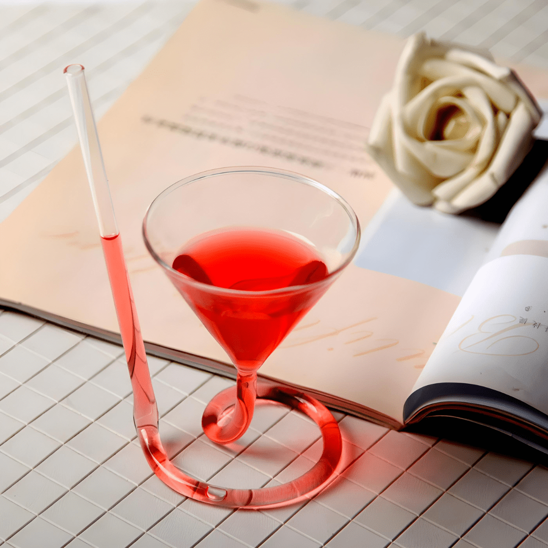 110ml Spiral Straw Cocktail Glass – Molecule-Inspired Design