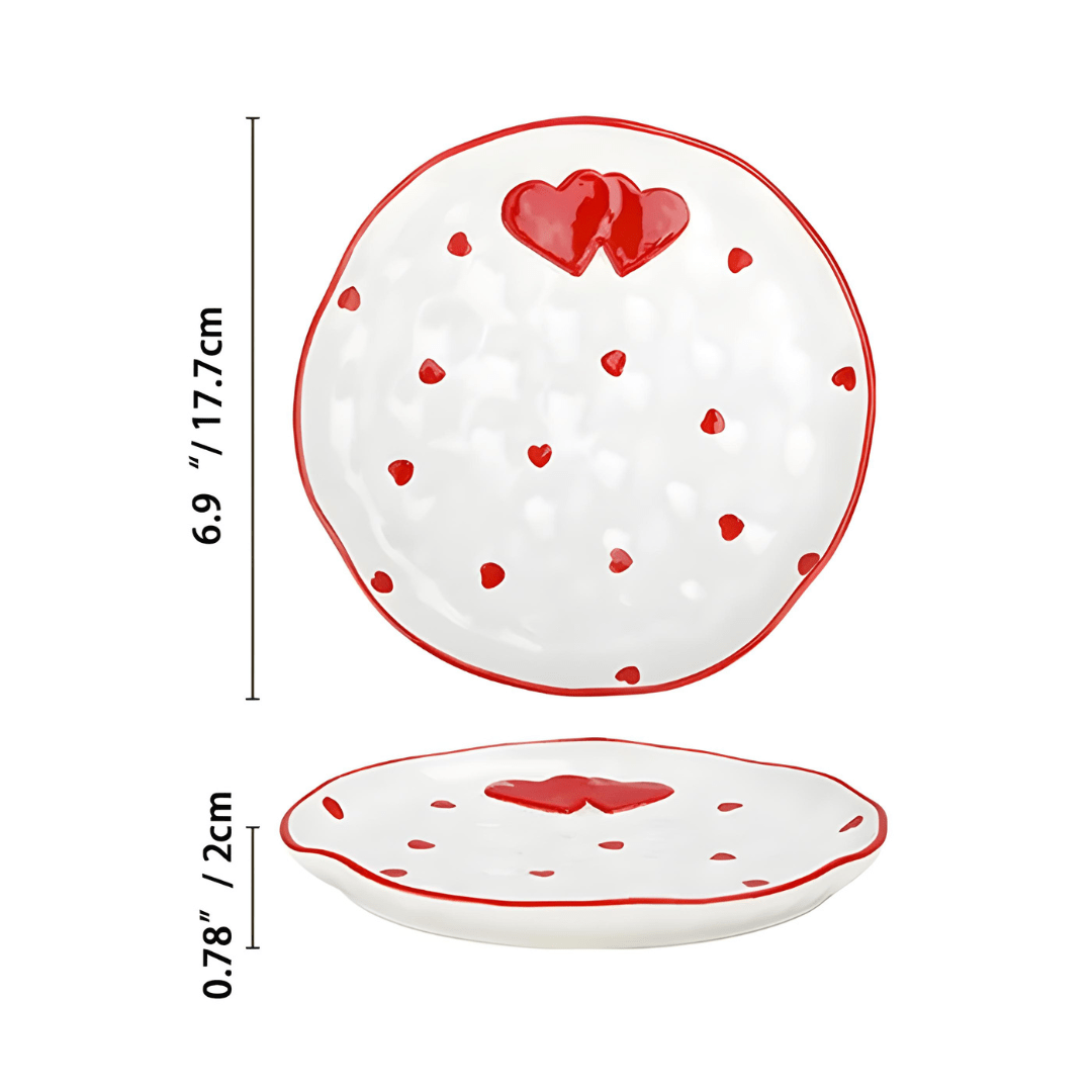 300ml Heart Handle Ceramic Mug with Matching Saucer
