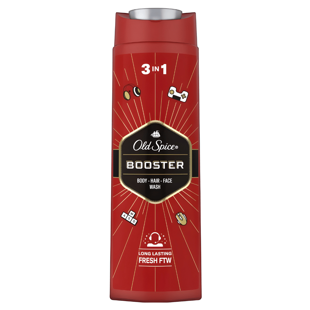 Old Spice Booster 3-in-1 Wash for Men 400ml – EU Made | Body, Hair & Face