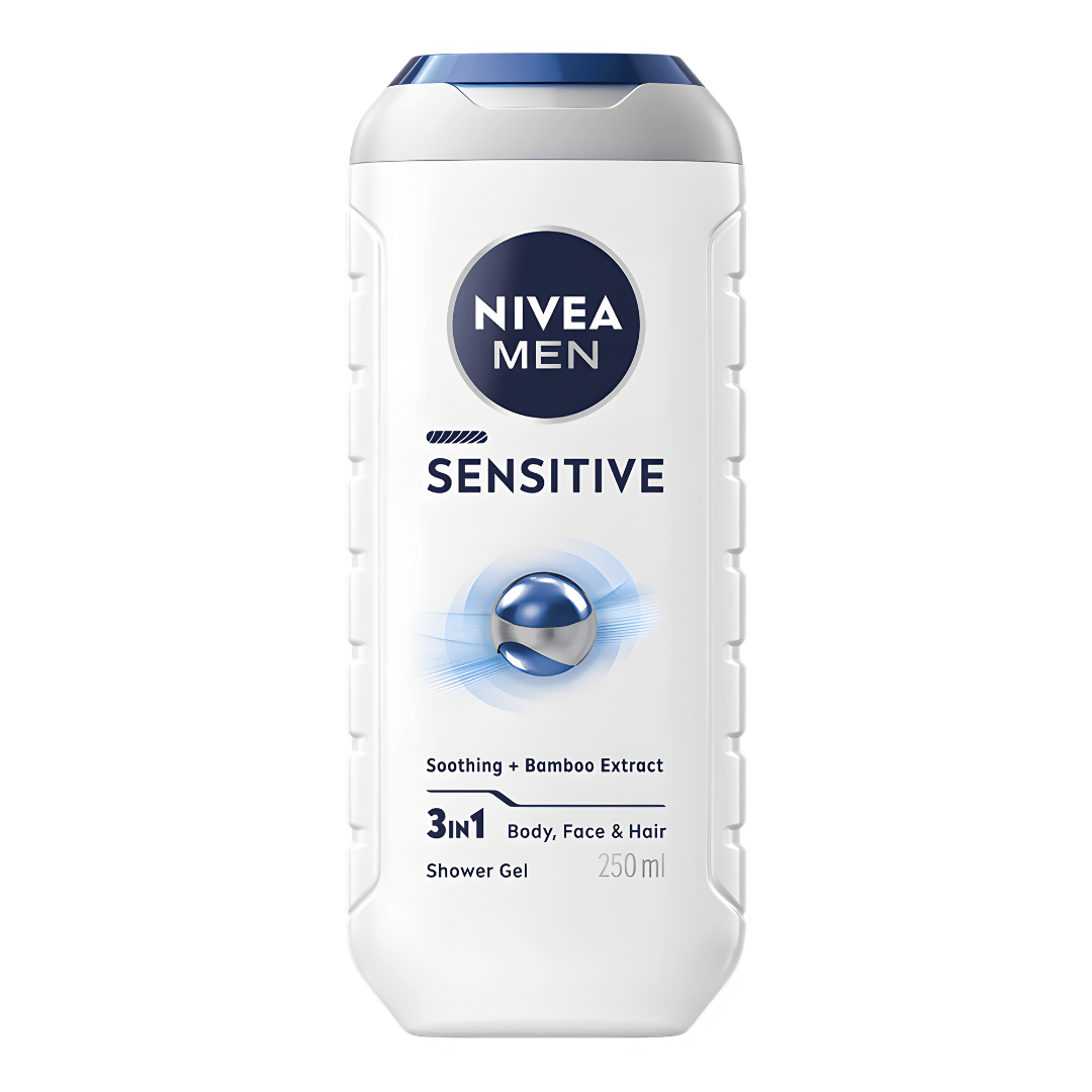 NIVEA MEN Sensitive 3-in-1 Shower Cream 250ml – EU Made | Body, Face & Hair