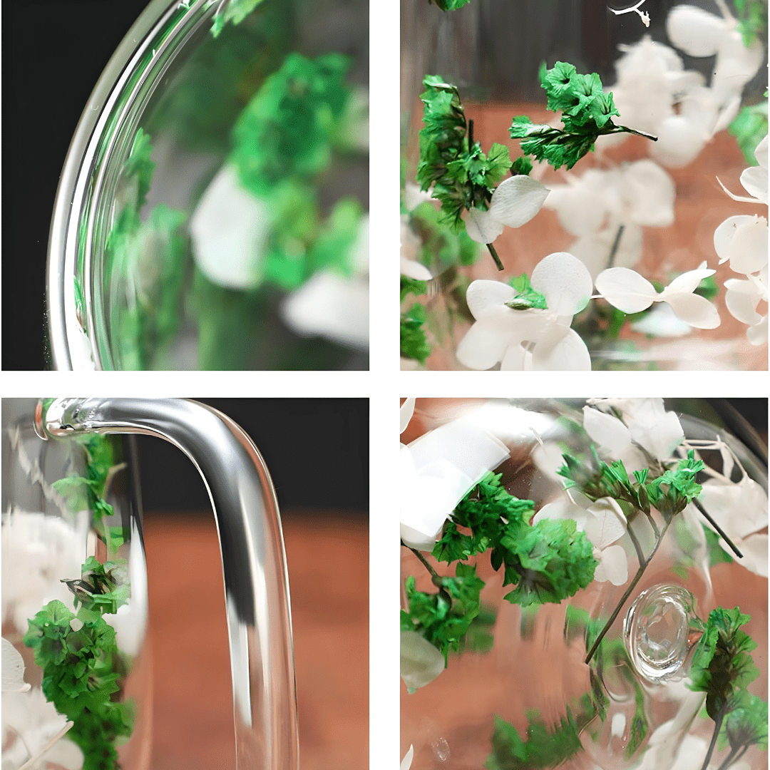 350ml Double-Walled Glass Mug with Dried Flowers – Heat Resistant