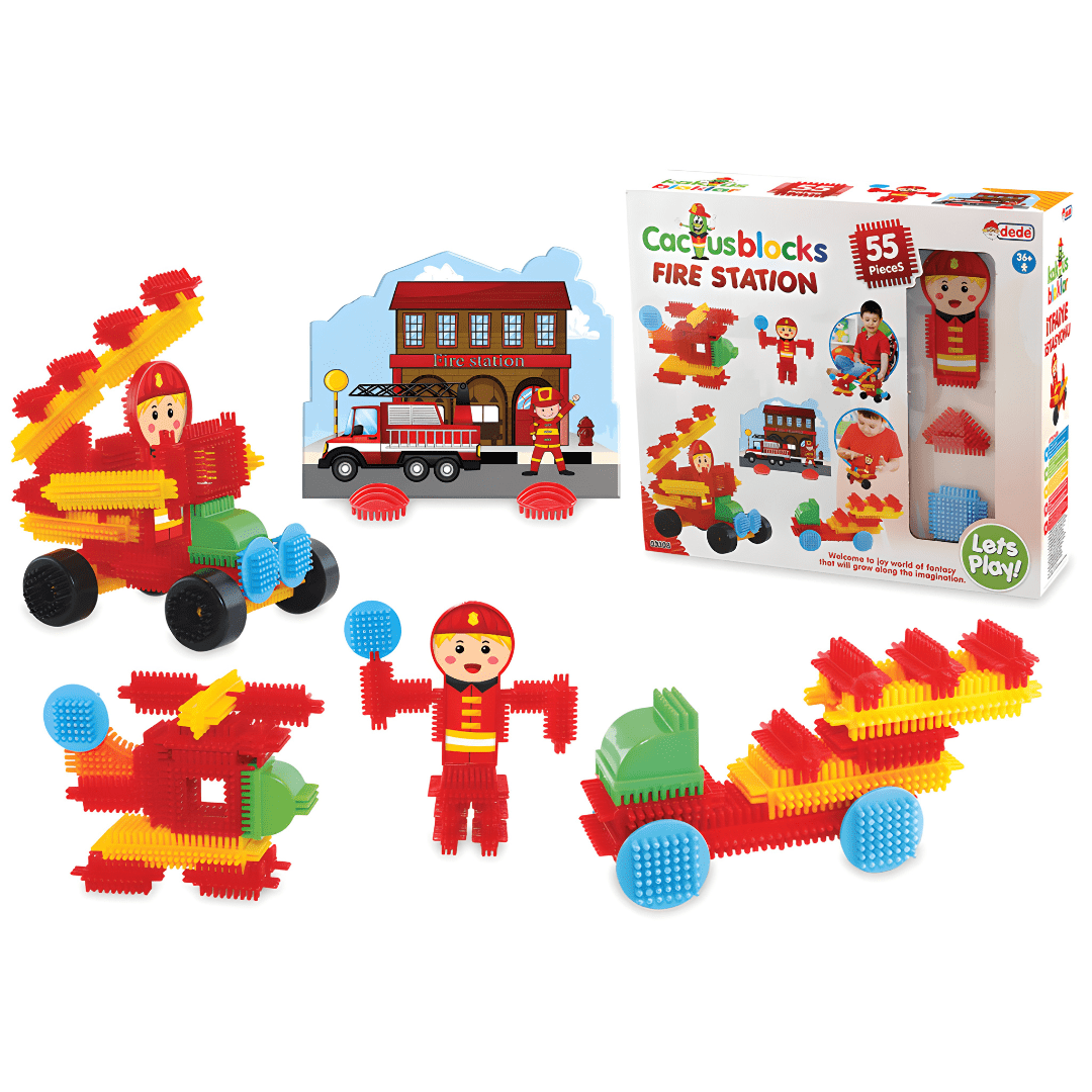 Cactus Blocks Fire Station 55pcs | Creative Building Set for Kids 3+