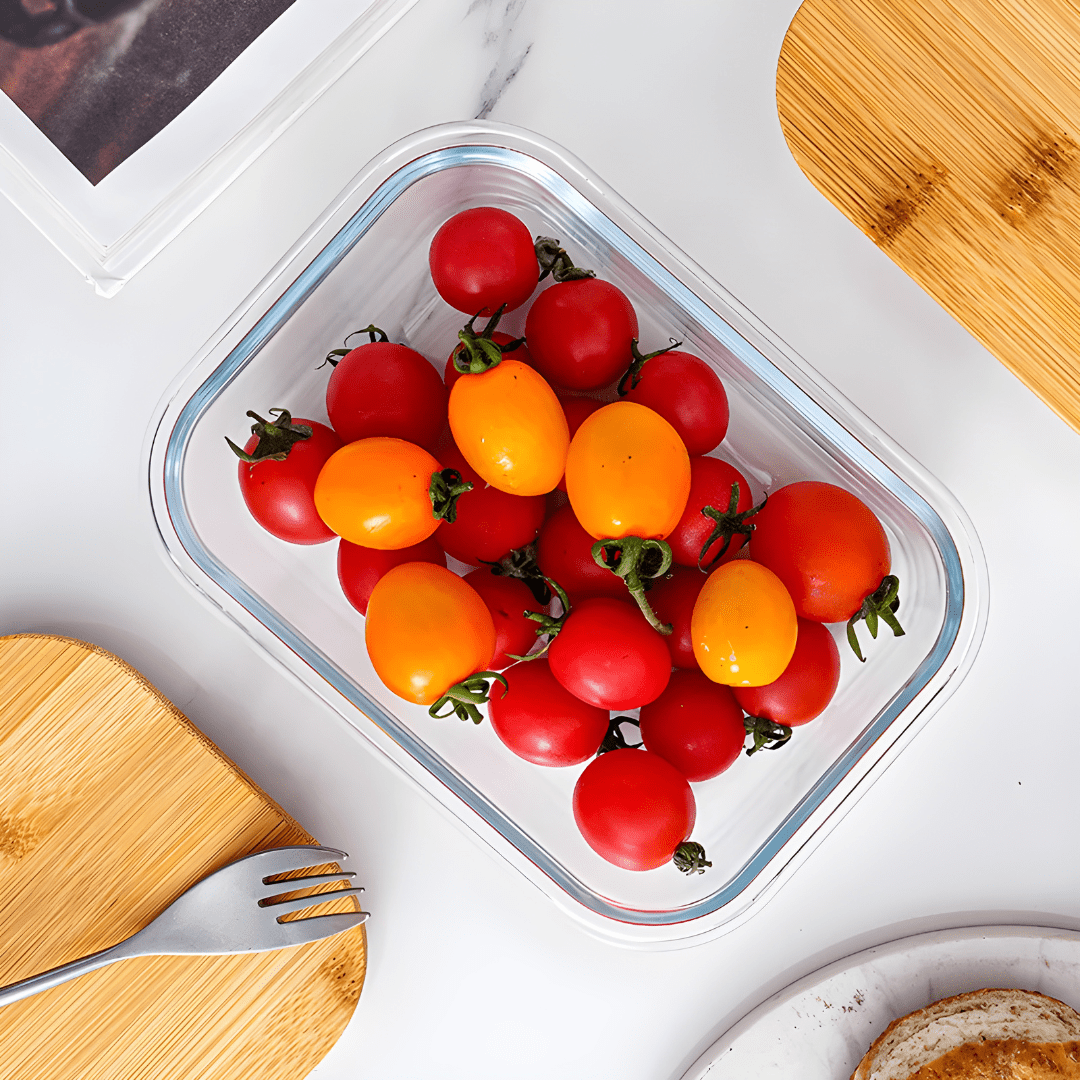 3-Piece Borosilicate Glass Food Storage Set with Bamboo Lids