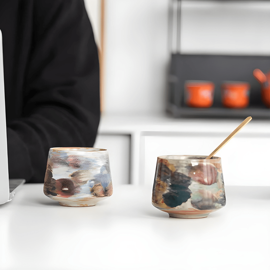200ml Hand-Painted Stoneware Cup – Unique Retro Ceramic for Coffee or Tea