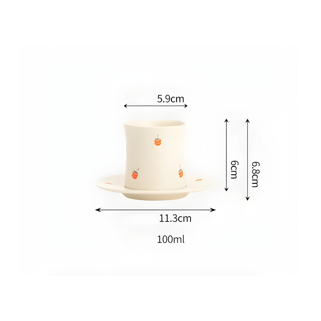 Hand-Illustrated Matte Espresso Cup & Saucer – 100ml