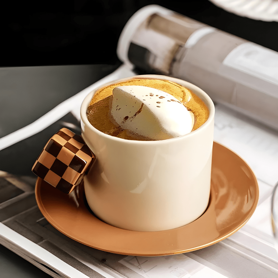 Mosaic Art Ceramic Coffee Cup Set – 250ml with Saucer & Spoon