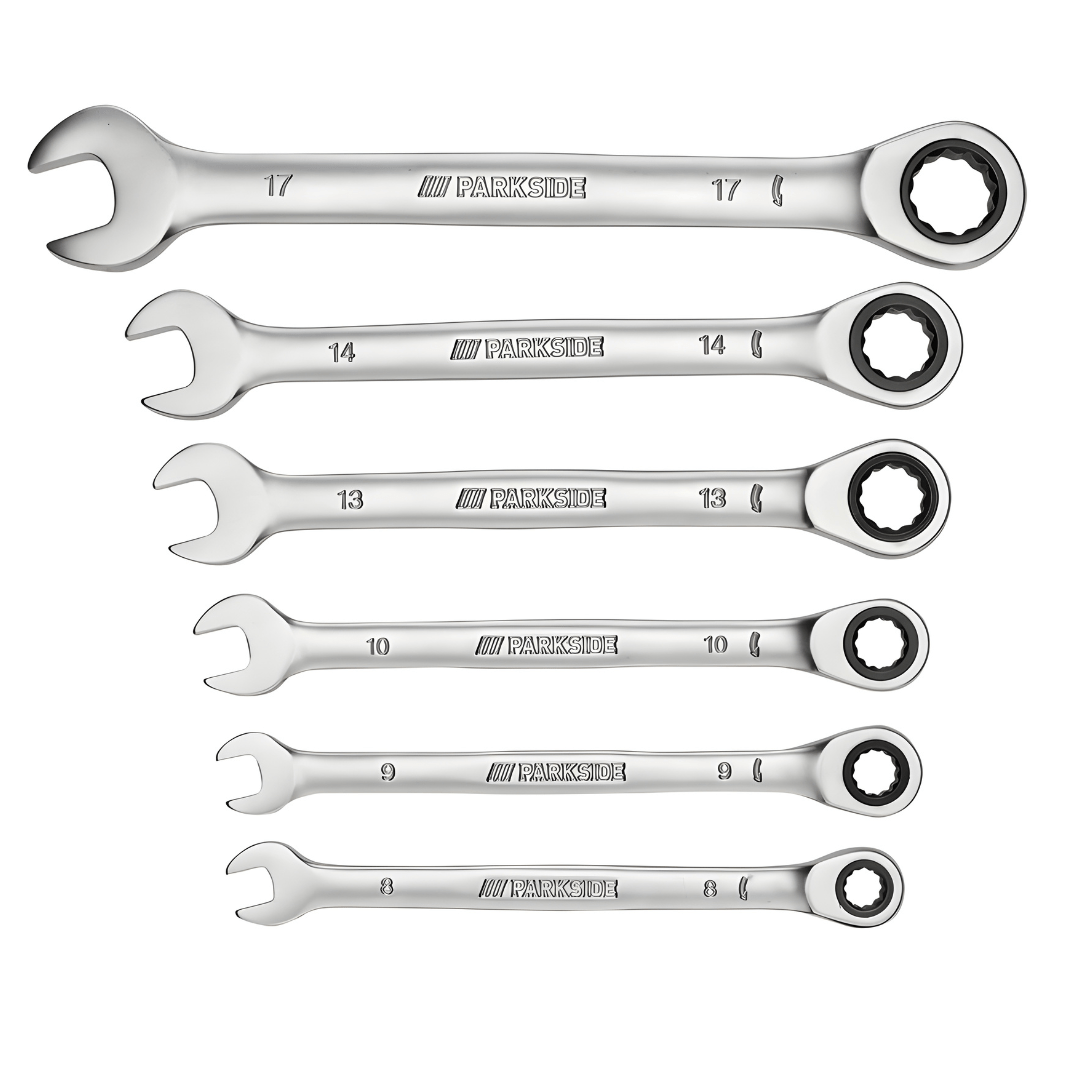 PARKSIDE 6-Piece Ratchet Wrench Set with Holder – Sizes 8-17mm