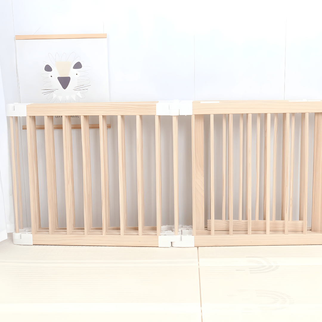 New Zealand Pine Wood Toddler Playpen with Foldable XPE Mat – 200×180×61 cm