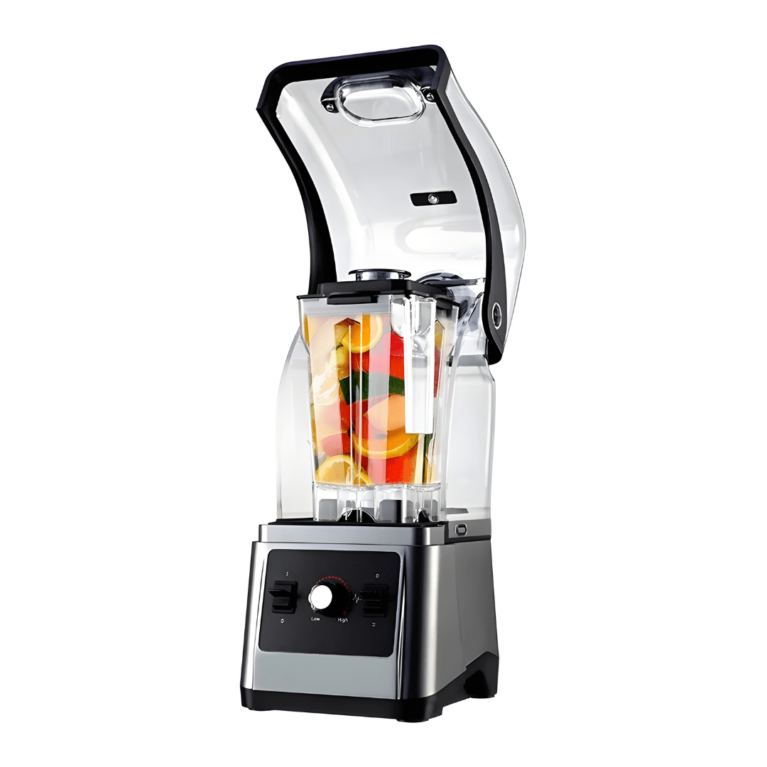 2600W Heavy-Duty Quiet Blender with Soundproof Cover – 1.8L Stainless Steel Blades