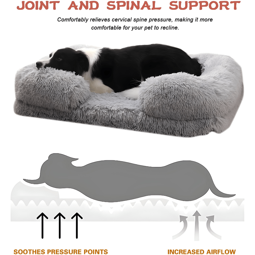 Fluffy Orthopedic Dog Bed 110×65×20cm – Calming & Washable | Up to 40kg