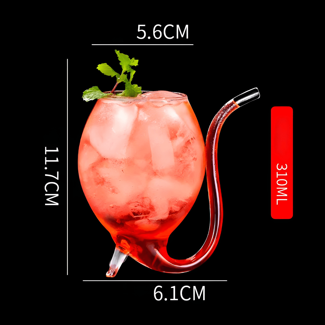 300ml Elegant Glass Sip Cup with Built-In Straw