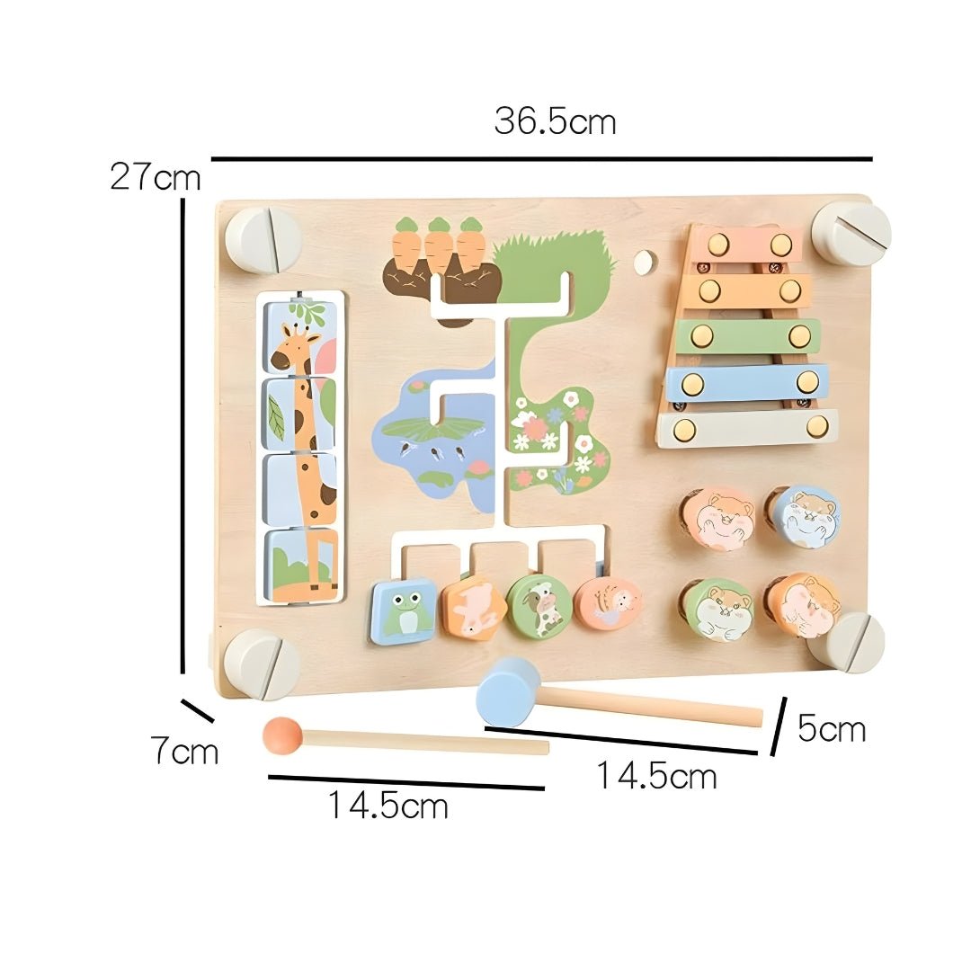 Wooden Busy Board for Kids (36+ Months) – Double-Sided Educational Sensory Toy