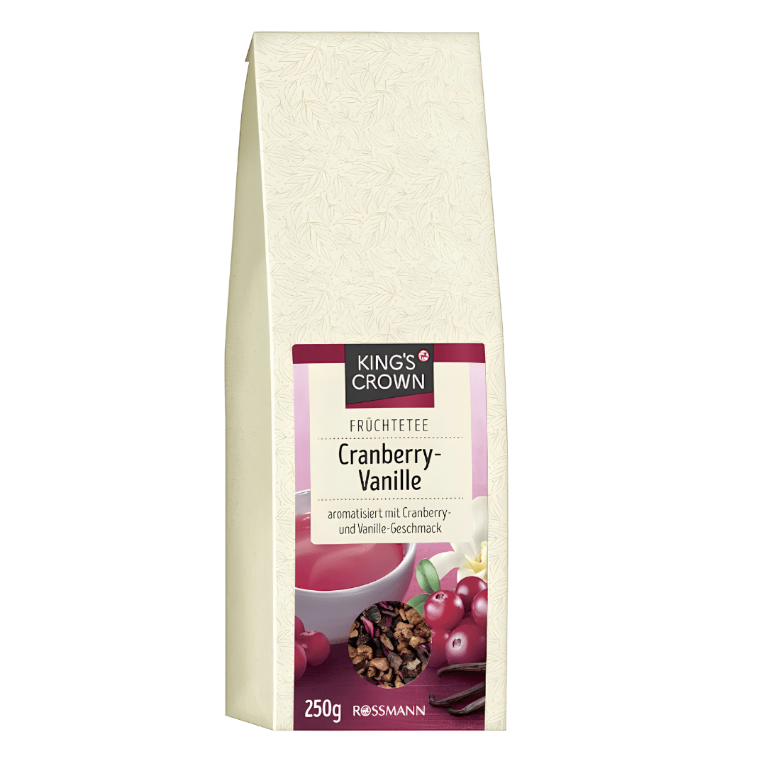 King’s Crown Cranberry & Vanilla Fruit Tea – German Blend by Rossmann (250g)