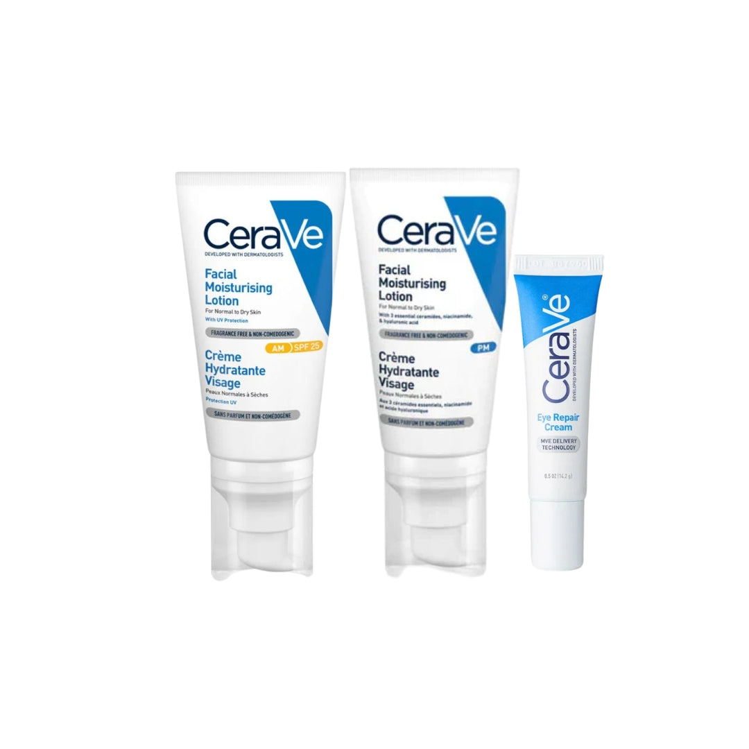 '-10% OFF CeraVe AM facial moisturising lotion 52ml + PM moisturising lotion 52ml + eye repair cream 14ml