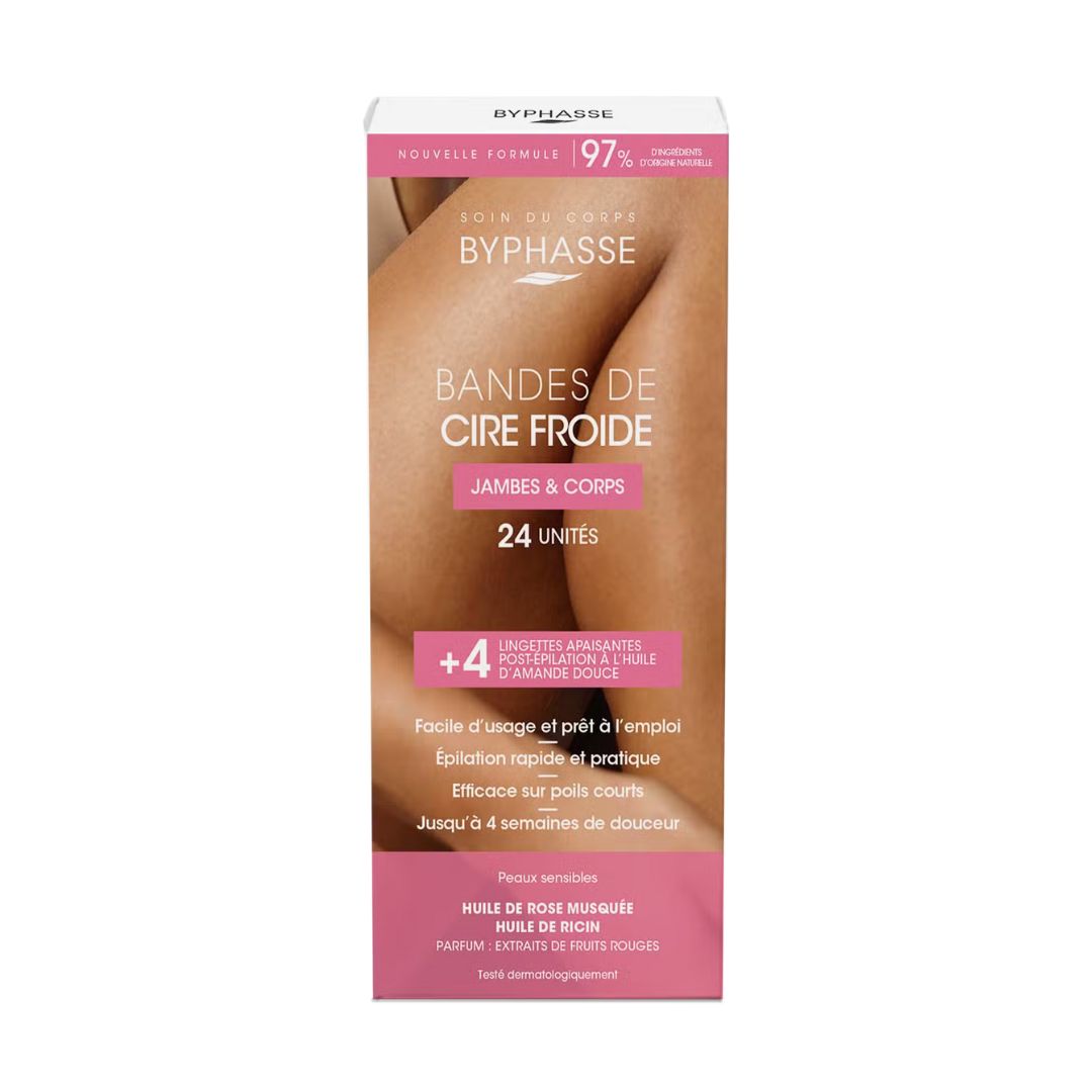 Byphasse Cold Wax Strips Legs And Body (24 strips + 4 Wips)