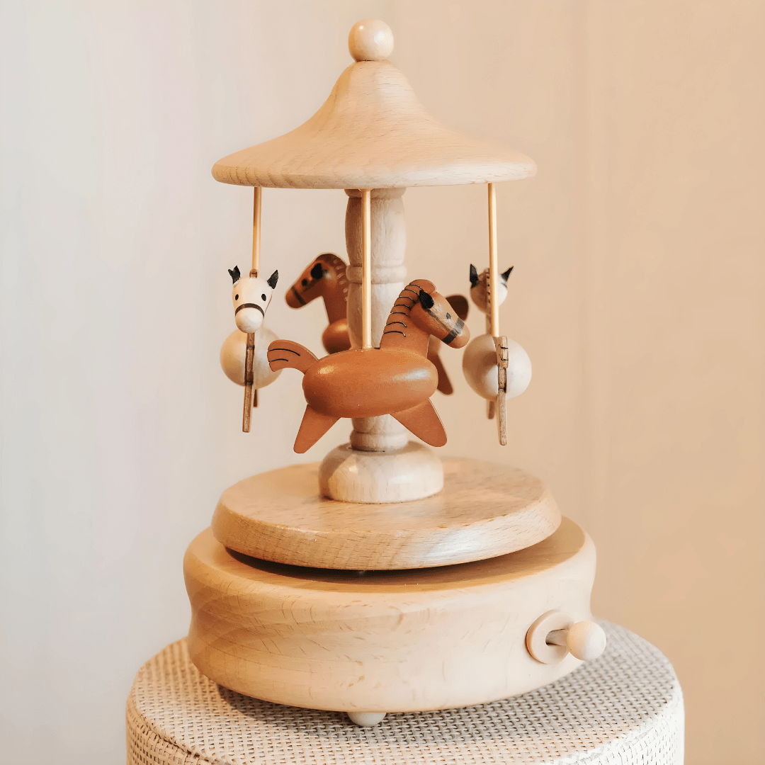 Artisan Wooden Horse Carousel Music Box